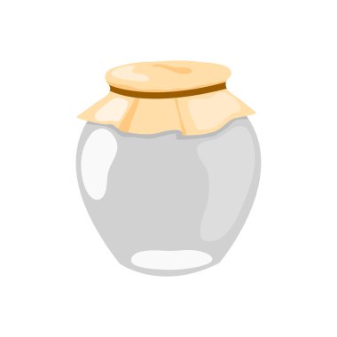 Beyaz arkaplanda izole edilmiş karikatür biçiminde kavanoz simgesi