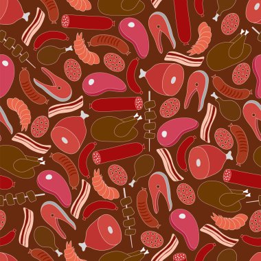 Çeşitli et türlerine sahip vektörsüz desen