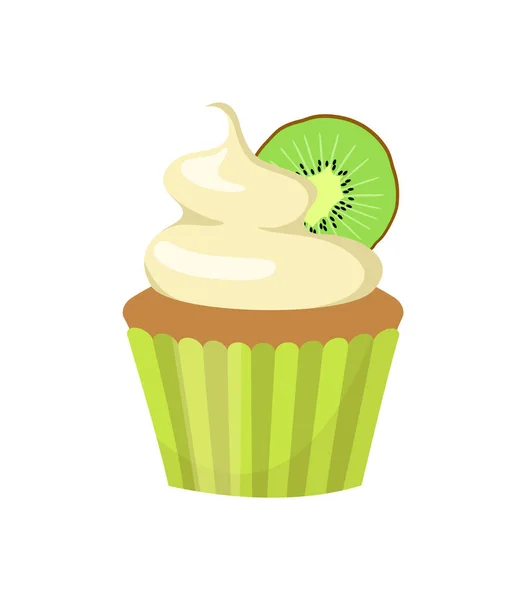 Vector Ilustración Cupcake Con Kiwi — Archivo Imágenes Vectoriales