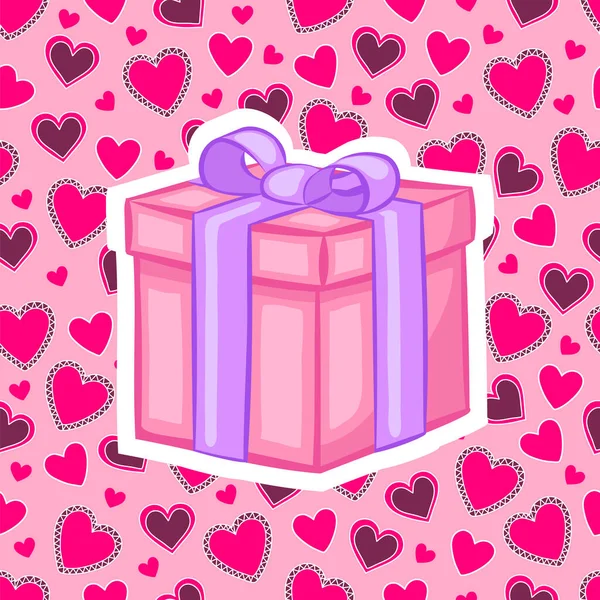 Vector Ilustración Caja Regalo Con Corazones — Archivo Imágenes Vectoriales