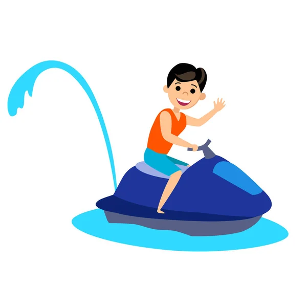 vector illustration of man riding on jet ski
