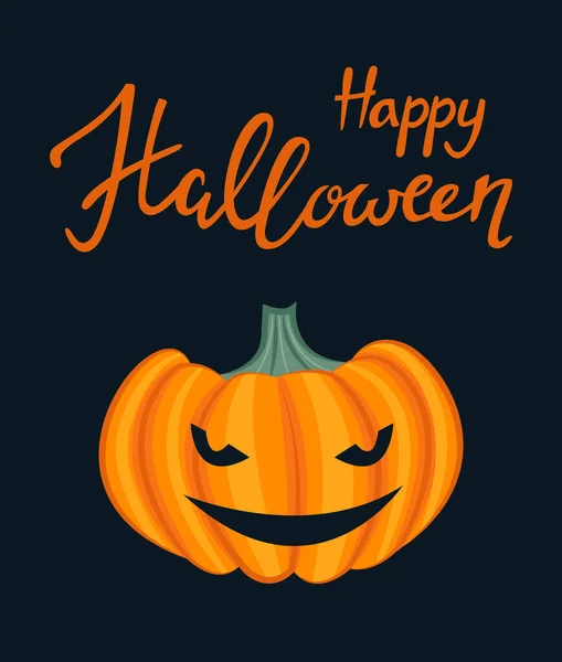 Glückliche Halloween Grußkarte Mit Kürbis — Stockvektor