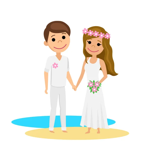 Felice Sposa Sposo Sfondo Bianco — Vettoriale Stock
