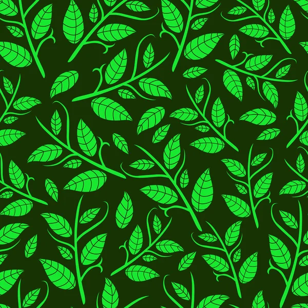 Nahtloses Muster Mit Grünen Blättern — Stockvektor