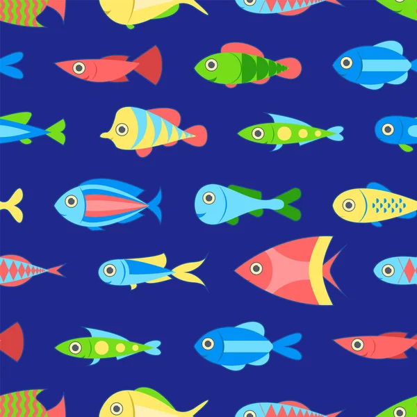 魚との抽象的な水中のシームレスなパターン — ストックベクタ