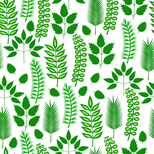 Seamless Pattern Leaves Plants — Stock Vector
