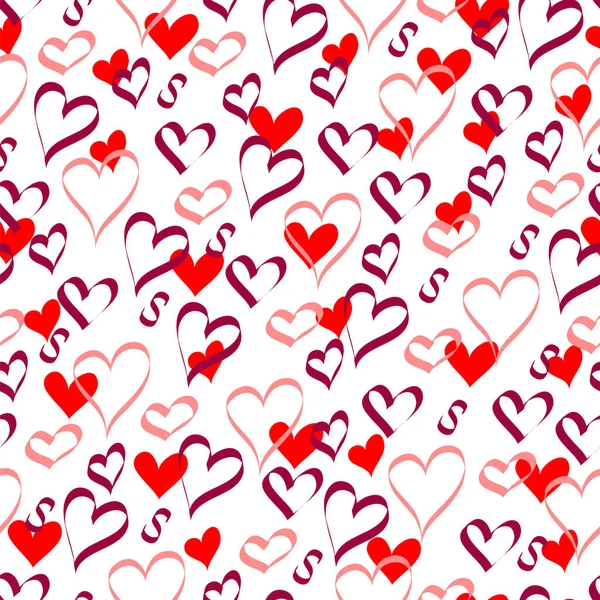 Seamless Pattern Red Hearts — Stock Vector