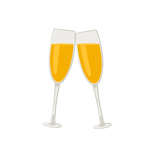 бокалы шампанского на белом фоне