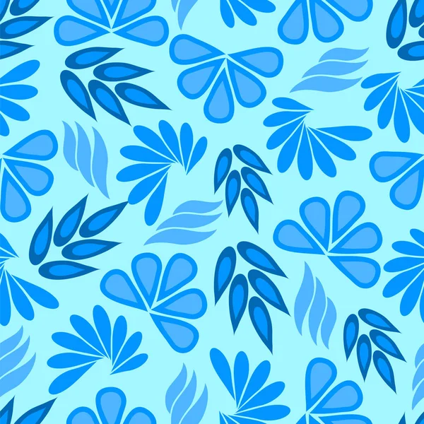 Patrón Sin Costuras Con Flores Azules Abstractas — Vector de stock