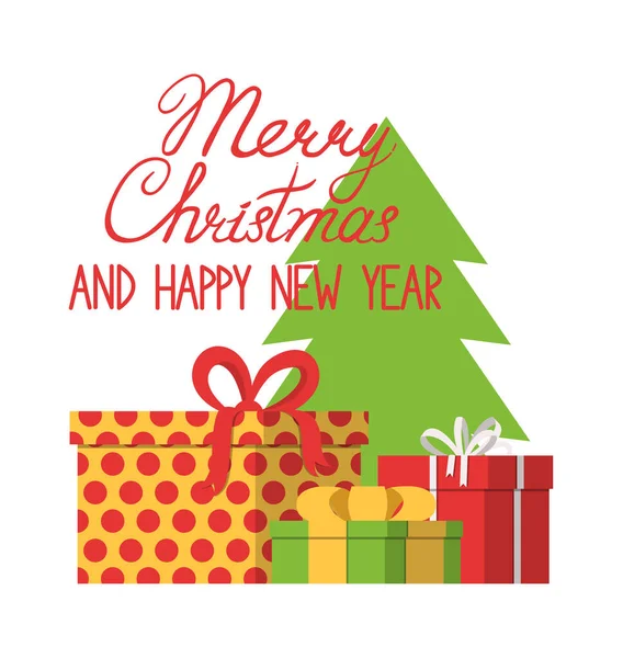 Carte Vœux Noël Avec Boîtes Cadeaux — Image vectorielle