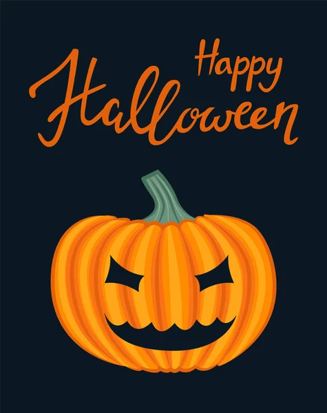 Tarjeta Halloween Feliz Con Calabaza — Vector de stock