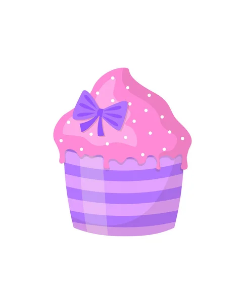 Cupcake Met Roze Lint Strik — Stockvector