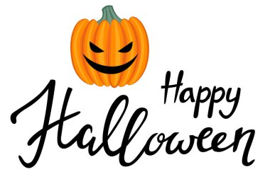 Balkabaklı Cadılar Bayramı tebrik kartın kutlu olsun. vektör illüstrasyonu