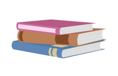 Beyaz arkaplan üzerine kitap yığını, vektör illüstrasyonu