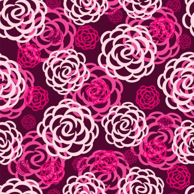 Güzel gülleri olan soyut, pürüzsüz bir desen.