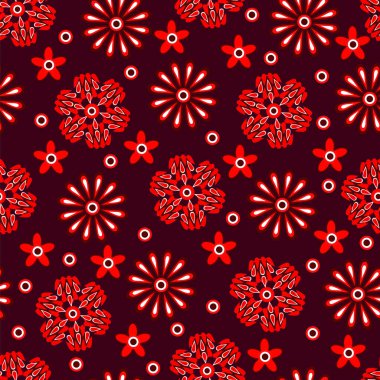 Kırmızı çiçekli kusursuz desen