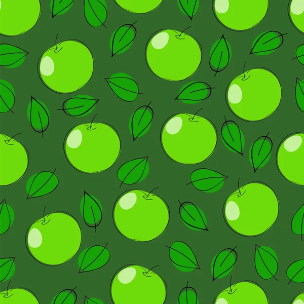 Безшовний Візерунок Зеленими Яблуками — стоковий вектор