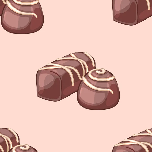 Modèle Sans Couture Avec Des Bonbons Chocolat — Image vectorielle