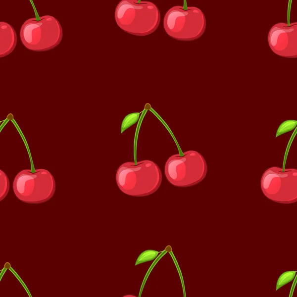 Seamless Pattern Ripe Cherries — Stock Vector