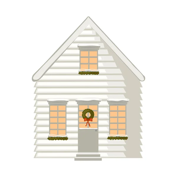 Vector Ilustración Icono Casa Con Decoraciones Navidad — Vector de stock