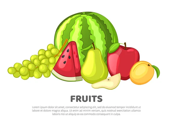 Vektorillustration Von Frischen Früchten Auf Weißem Hintergrund — Stockvektor