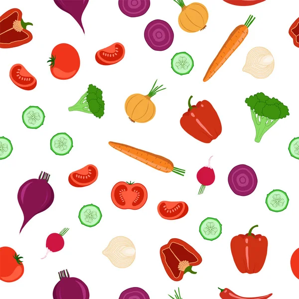 Seamless Pattern Vegetables Vector Illustration — Stock Vector