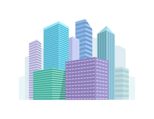 Vector Illustratie Van Moderne Stad Met Wolkenkrabbers — Stockvector