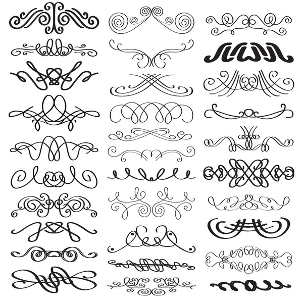 Ensemble Éléments Calligraphiques Sur Fond Blanc — Image vectorielle