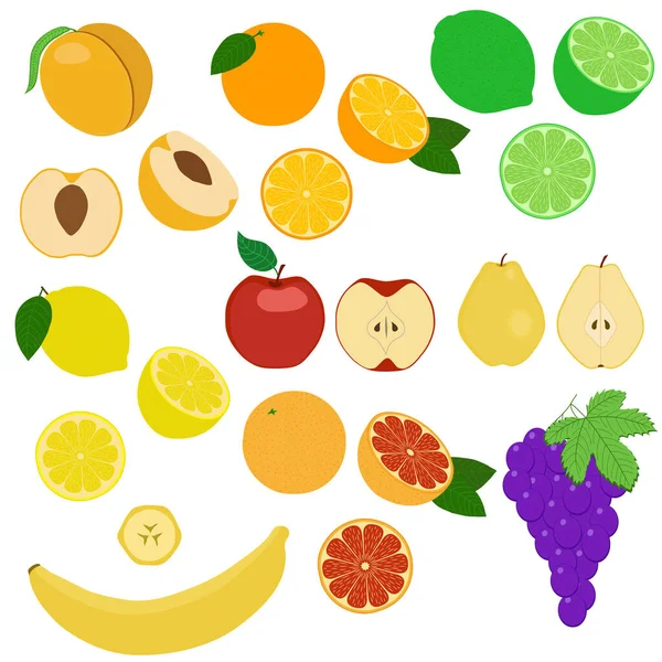 Conjunto Frutas Bagas Ilustração Vetorial —  Vetores de Stock