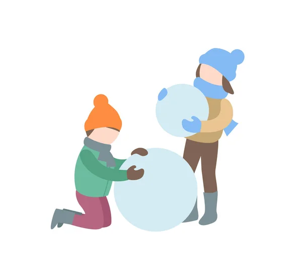 Vector Illustratie Van Een Schattig Klein Meisje Jongen Winter — Stockvector