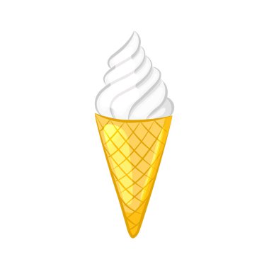 beyaz arkaplanda izole edilmiş çizgi film tarzında dondurma simgesi.