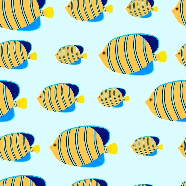 Motif Sans Couture Avec Des Poissons Dessin Animé — Image vectorielle