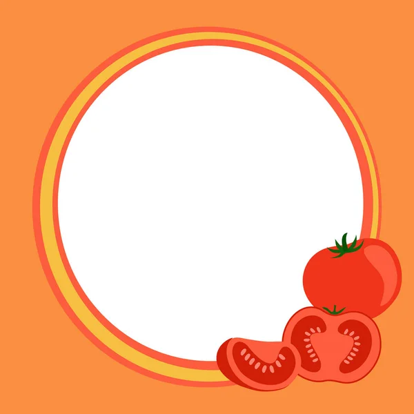 Cornice Sfondo Arancione Decorata Con Pomodori Illustrazione Vettoriale — Vettoriale Stock