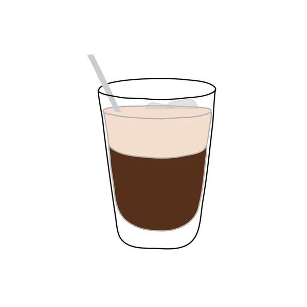 Verre Café Avec Illustration Vectorielle Glace — Image vectorielle