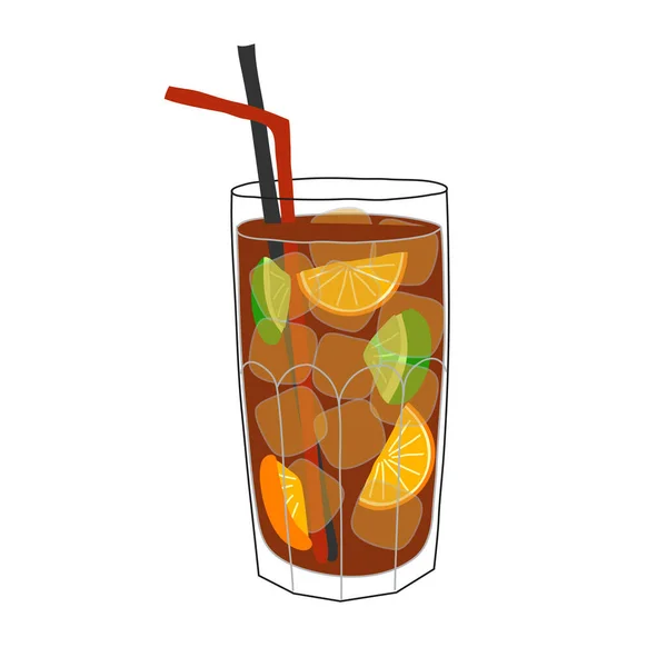 Verre Icône Cocktail Dans Style Dessin Animé Isolé Sur Fond — Image vectorielle