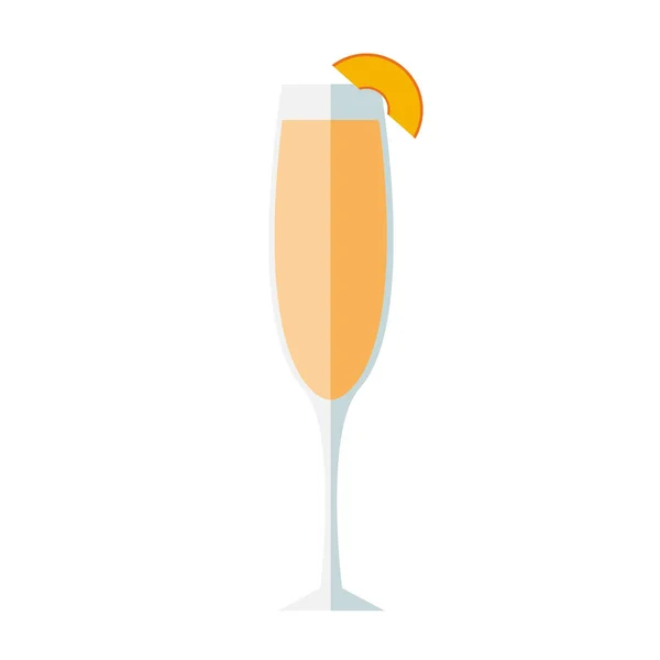 Glas Champagne Med Orange Skiva Vektor Illustration — Stock vektor