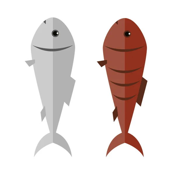 Ilustración Vectorial Dos Peces Dibujos Animados — Archivo Imágenes Vectoriales