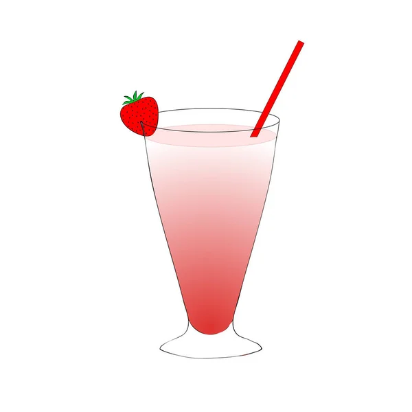 Vaso Jugo Fresa Aislado Sobre Fondo Blanco — Vector de stock