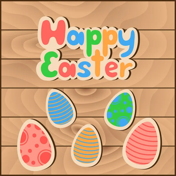 Happy Easter Greeting Card Eggs Flowers — Stock Vector