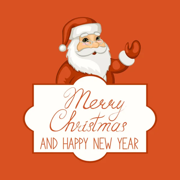 Heureux Père Noël Claus Avec Une Carte Noël — Image vectorielle
