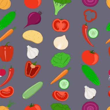 Sebzelerle kusursuz desen. vektör illüstrasyonu
