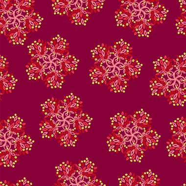 Çiçekler ve yapraklarla kusursuz bir desen. vektör illüstrasyonu