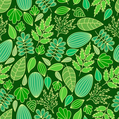 Yapraklar ve dallarla kusursuz desen. vektör illüstrasyonu