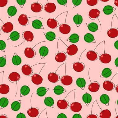 Beyaz zemin üzerinde kırmızı kiraz olan pürüzsüz desen