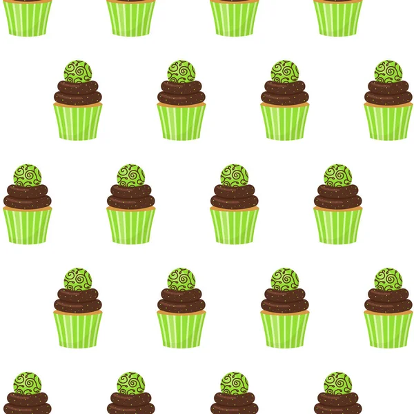 Motif Sans Couture Avec Délicieux Cupcakes — Image vectorielle