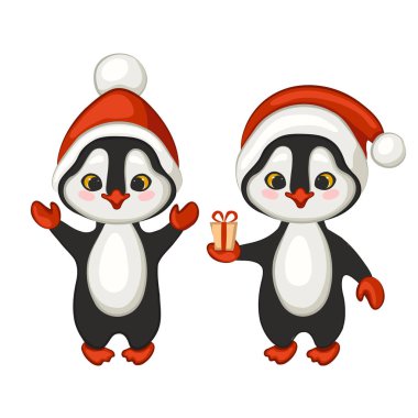 Çizgi film penguenlerinin vektör çizimi