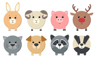 Şirin hayvanlar seti. vektör illüstrasyonu
