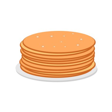 Beyaz arka planda izole edilmiş çizgi film tarzında leziz krep ikonu. restoran sembolü illüstrasyonu.