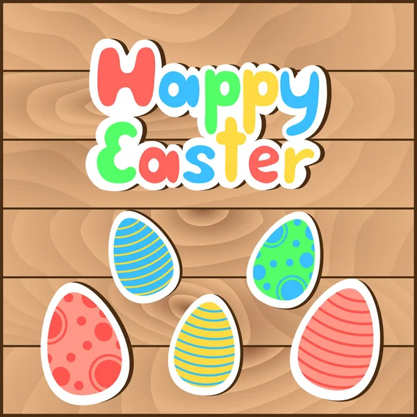 Feliz Tarjeta Felicitación Pascua Con Huevos — Vector de stock
