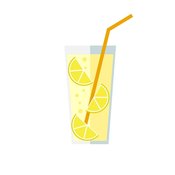 Limonadenglas Und Strohsymbol — Stockvektor